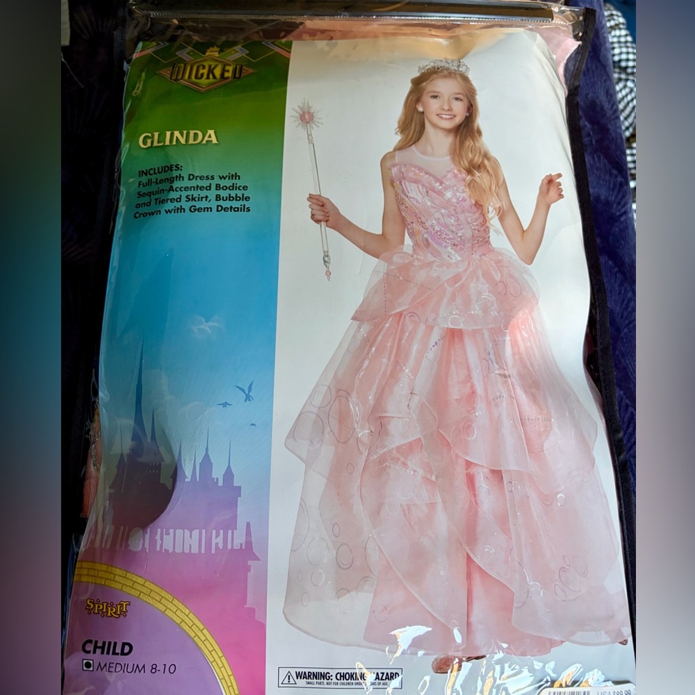 Girls Deluxe Wicked Glinda Dress Up Costume with Crown - medium (8-10) - Picture 5 of 6